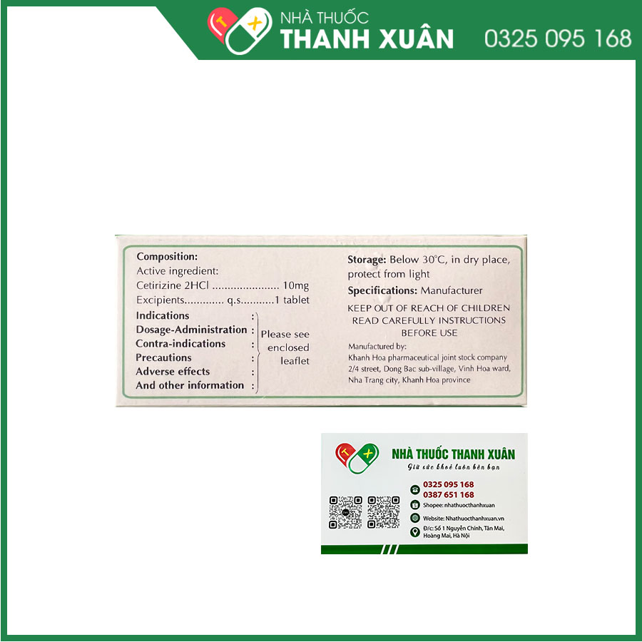 Kacerin điều trị dị ứng, mày đay và viêm mũi dị ứng